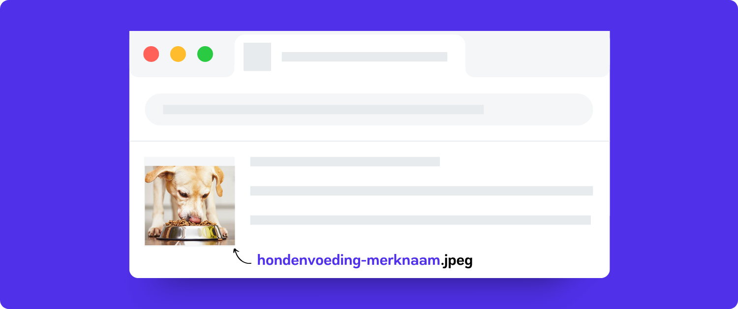 Voorbeeld van bestandsnaam voor een afbeelding van hondenvoeding